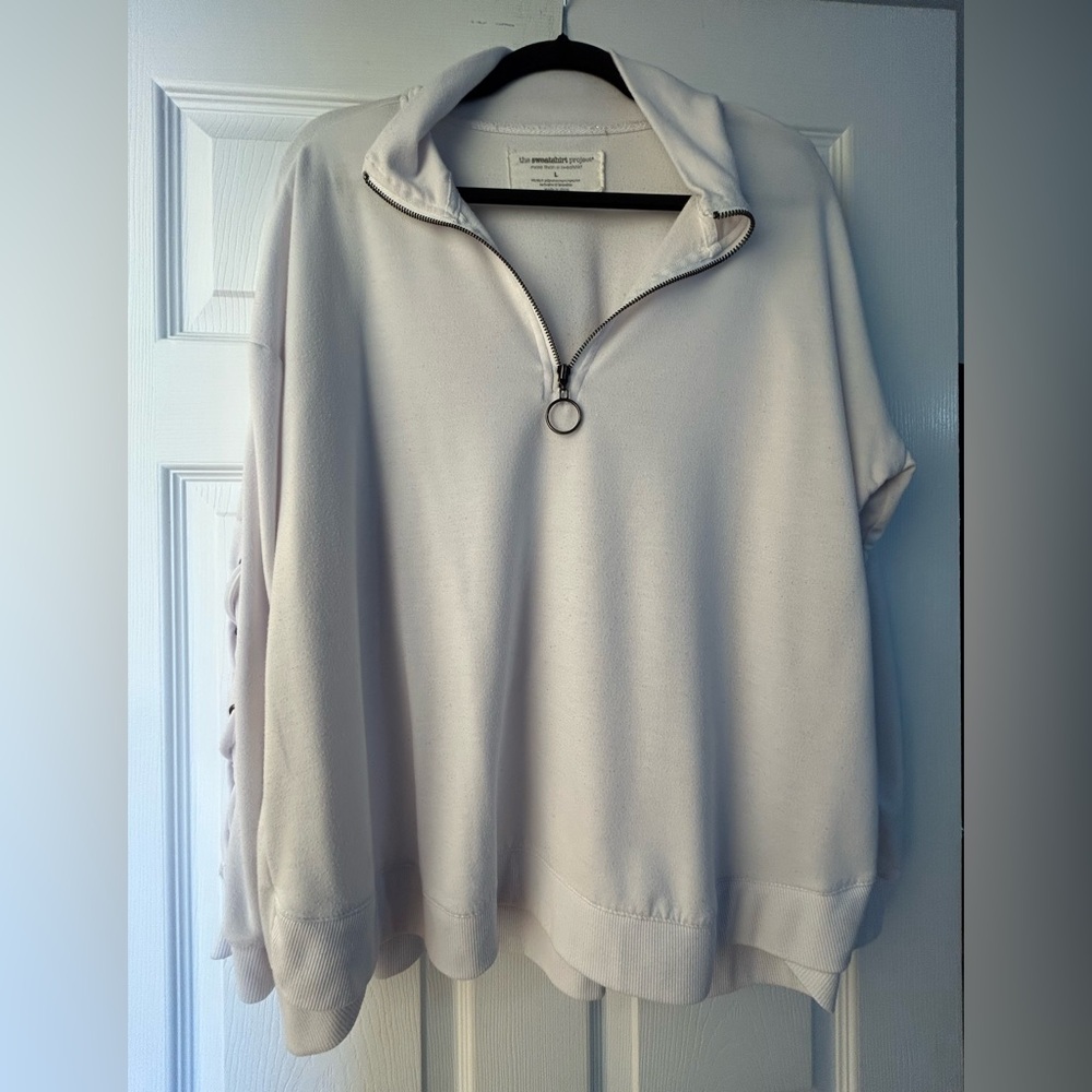 Women's White Quarter-Zip Sweatshirt